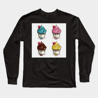 ice cream cup illustration Long Sleeve T-Shirt